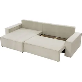 Mirjan24 Ecksofa Karl Maxi, Eckcouch, Couch mit Bettkasten und Schlaffunktion, L-Form, Ottomane universal, Dekorative Kissen-Set (Farbe: Lima 50) - Grau