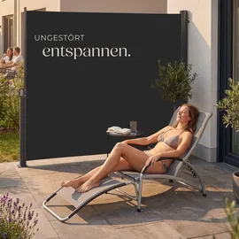 Tectake Aluminium Seitenmarkise 300 x 180 cm Schwarz