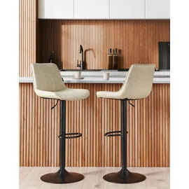 Beliani Barhocker Kunstleder beige 2er Set