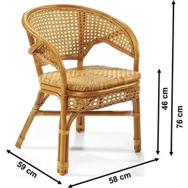 Kobolo NIMES Rattansessel 58 x 61 x 46 cm braun