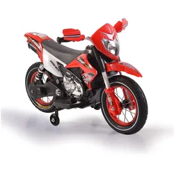 Moni Kinder Elektromotorrad Super Moto FB-6186 Luftreifen Musik Licht Stützräder rot