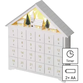 EMOS Leuchtender Adventkalender aus Holz 2023 Weiß