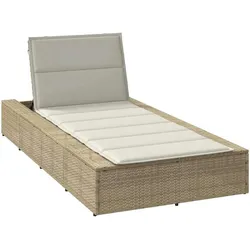 vidaXL Sonnenliege mit schwebender Auflage Beige Poly Rattan
