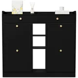 stilvora Schuhschrank 110 x 100 x 26 cm 2 Schubladen / Schwarz