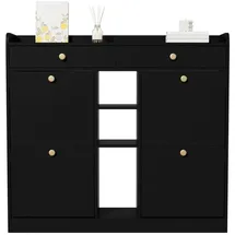 stilvora Schuhschrank 110 x 100 x 26 cm 2 Schubladen / Schwarz