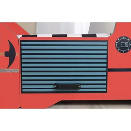 Aileenstore Kinderbett Rio Firetruck 90 x 200 cm Holz massiv rot hochglänzend