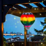 Heißluftballon Solar, LED Solar Laterne Heißluftballon, Luftballon Solarlampe Aufhängen, Heißluftballon Solarbetriebene Laterne, Heißluftballon Deko Garten, Outdoor Solarleuchte