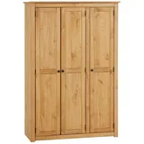 CARO-Möbel Kleiderschrank CANCUN - Massiver 3-türiger Schlafzimmerschrank, Kiefer, gebeizt/gewachst