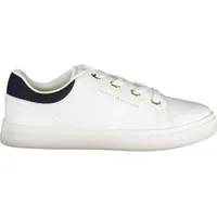 Weiße Damensportschuhe mit blauen Details und herausnehmbarem Fußbett - Weiß - 37