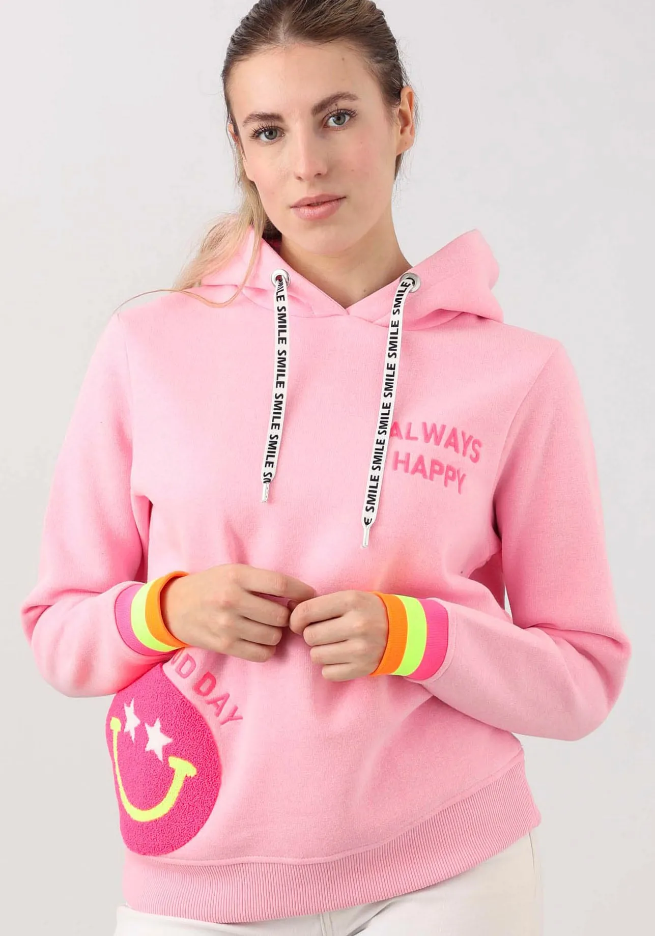 Zwillingsherz Hoodie »Always Happy«, Hoodiebänder mit Aufdruck Zwillingsherz rosa L/XL