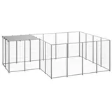 vidaXL Hundezwinger Silbern 6,05 m2 Stahl