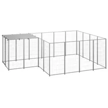 vidaXL Hundezwinger Silbern 6,05 m2 Stahl