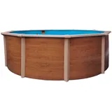 Planet Pool Stahlwandpool rund Classic 460x120 cm, Stahl 0,45 mm Holzoptik, Folie 0,3 mm blau, overlap