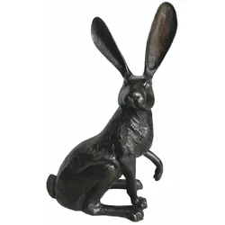 Casa Padrino Bronze Deko Skulptur Hase H. 58 cm - Bronze Garten Figur
