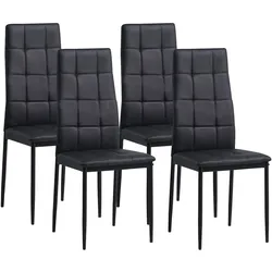 Albatros Esszimmerstühle RIMINI 4er Set, Schwarz - Edles Italienisches Design, Polsterstuhl mit Kunstleder-Bezug, Modern Stilvoll am Esstisch