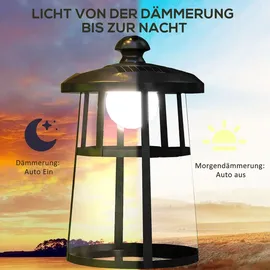 Outsunny Solar Gartenlaterne 122 cm LED Gartenlampe mit Kaltweiß Lichtfarbe, Wegleuchte mit Lichtsensor, abnehmbarem Leuchtkörper, für Außen,