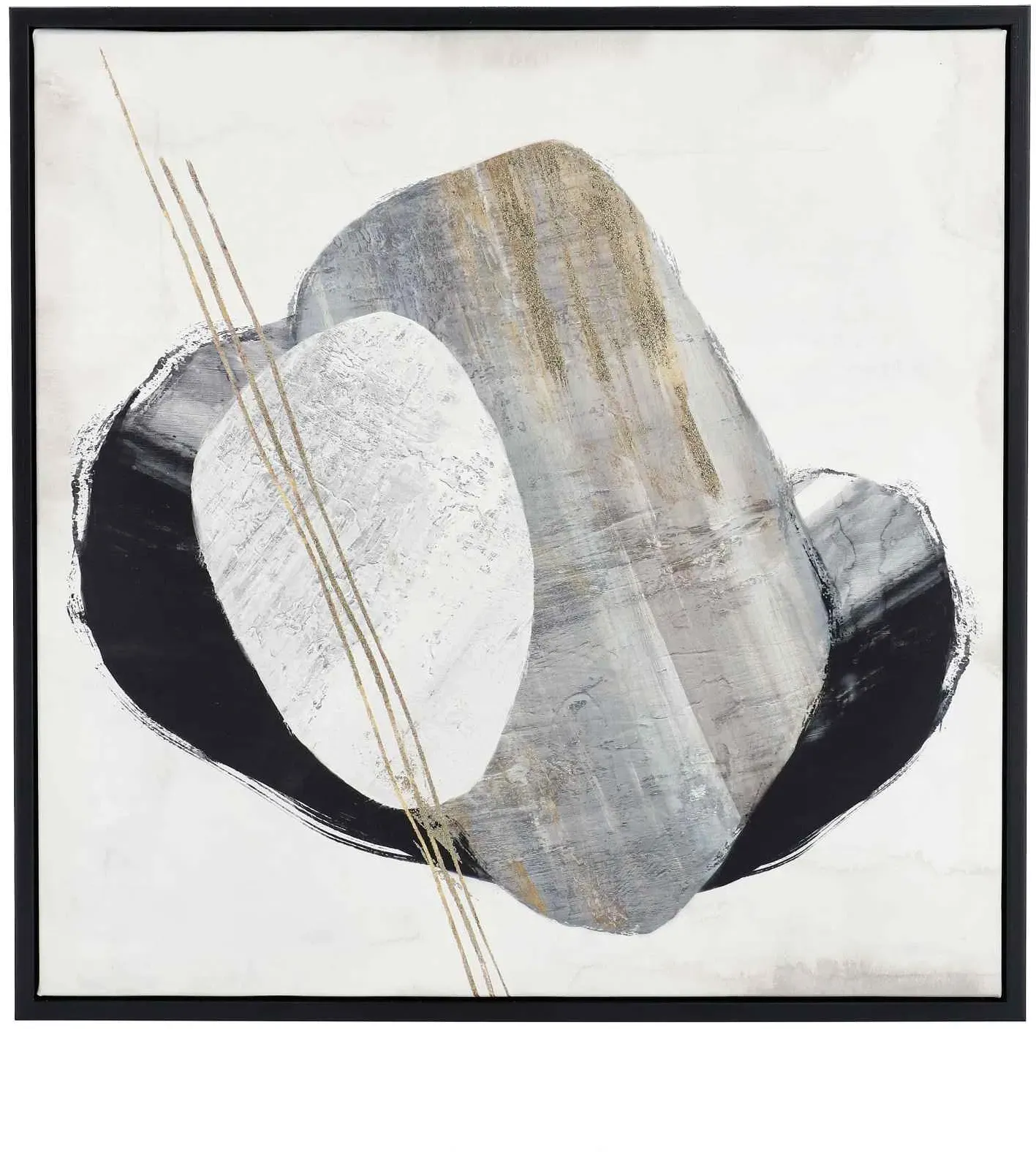 Bild Inner Circle No.1, Leinwand mit Kiefernholzrahmen, modern, weiß grau, quadratisch, 50x50 cm