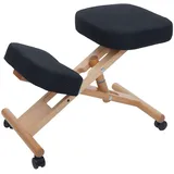 Kniestuhl Hhg-915, Sitz-/kniehocker Höhenverstellbar Rollen Stoff/textil (200g/m2) Holz Schwarz