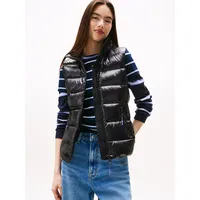 Tommy Hilfiger Tommy Jeans Damen Weste Slim Zip Print Down mit Stehkragen, Schwarz (Black), XS - XS