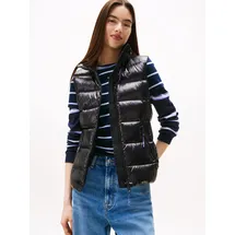 Tommy Hilfiger Tommy Jeans Damen Weste Slim Zip Print Down mit Stehkragen, Schwarz (Black), XS - XS