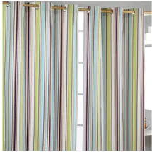 Homescapes - Gardinen Mit Ösen Osaka Streifen 2er Set 100% Baumwolle, 182x137 cm