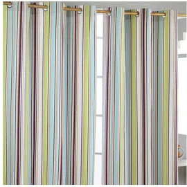 Homescapes - Gardinen Mit Ösen Osaka Streifen 2er Set 100% Baumwolle, 182x137 cm