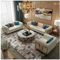 Xlmoebel Polstergarnitur Neues Sofa-Set aus luxuriösem Edelstahl und Leder für das Wohnzimmer, (Sofa 3 Sitzer + Sofa 2 Sitzer + Sessel), Hergestellt in Europa weiß