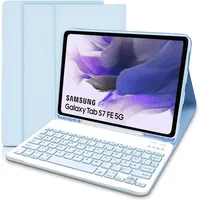 Tastatur Hülle für Samsung Galaxy Tab S7 FE 12.4/S8+ Plus 2022/S7+ Plus,Wireless Abnehmbare Tastatur mit Bluetooth QWERTZ Schutzhülle für Samsung Tab S7 FE/ S7+/S7 Plus/S8 Plus, Blau