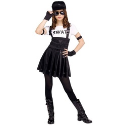 Fun World Kostüm Sweet SWAT, Freches Kostümkleid der Polizei-Spezialeinheit schwarz 146-152