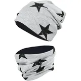 TupTam Unisex Kinder Beanie Mütze Schlauchschal Set in schwarz/grau | Gr.: 52-56