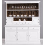 Casa Padrino Küchenbuffet Casa Padrino Landhausstil Esszimmerschrank Weiß / Dunkelbraun 179 x 50 x H. 210 cm - Massivholz Küchenschrank - Esszimmer Möbel im Landhausstil - Landhausstil Esszimmer Einrichtung