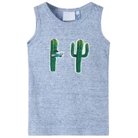 vidaXL Kinder Tank Top Unterhemd Unterwäsche Ärmellos für Jungen Blau Melange 128 - 128 (geeignet für 7-8 Jahre)