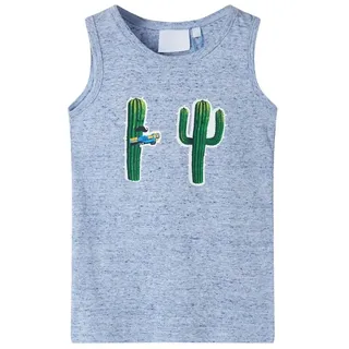 vidaXL Kinder Tank Top Unterhemd Unterwäsche Ärmellos für Jungen Blau Melange 128 - 128 (geeignet für 7-8 Jahre)