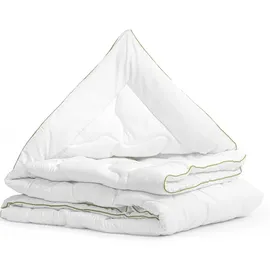 nyvi Bettdecke DreamScience Bamboo 240x200 cm 2er Set - Steppdecke mit Bambusfasern - Hautsympathisch, Atmungsaktiv, Kühlend - Bambus Decke ideal ... - Weiß