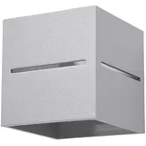 Sollux Lighting Lobo LED Wandleuchte Innen modern grau Wandbeleuchtung indirekt Wandstrahler Up Down Lampe Treppenhaus, mit Lichteffekt Aluminium, 1x G9, LxBxH 10x10x12 cm