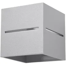 Sollux Lighting Lobo LED Wandleuchte Innen modern grau Wandbeleuchtung indirekt Wandstrahler Up Down Lampe Treppenhaus, mit Lichteffekt Aluminium, 1x G9, LxBxH 10x10x12 cm