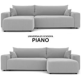 idohome Ecksofa Polyester 3-Sitzer Grau