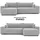 idohome Ecksofa Polyester 3-Sitzer Grau