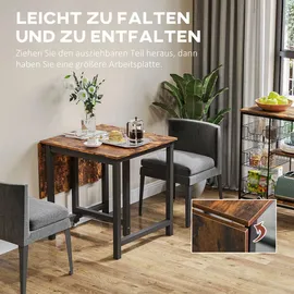 Homcom Esstisch ausziehbar, Klappbar Küchentisch für 4-6 Personen mit Rollen, Esszimmertisch aus Metall 118 x 70 x 76,5 cm Braun