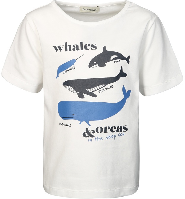 tausendkind collection - tausendkind T-Shirt "Whales And Orcas", weiss (Grösse: 92/98), Gr.92/98