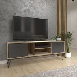 Forte Neyle TV-Lowboard 163,1 cm Schwarz Holzwerkstoff