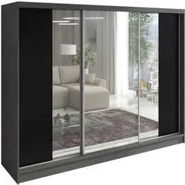 A&J MöbelLand Schiebetürenschrank VIDA 200 x 215 x 59,5 cm Grau/Schwarz