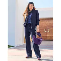Hosenanzug HEINE, Damen, Gr. 48, Normalgrößen, blau (marine), 50% Modal, 44% Polyester, 6% Elasthan, Anzüge Hosenanzug