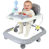 4 in 1 Lauflernhilfe, Lauflernwagen, Baby Walker, Licht & Rädern, Gehfrei Baby ab 6 Monaten, 12kg Belastbar (67 x 72 x 92 cm – Grau (B))