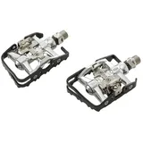 MVTek DUAL Function Fahrradpedale aus Aluminium und Stahl schwarz/Silber MTB-Pedal mit SPD-Aufnahme und Achse aus CR-Mo auf Kugellagern. Fahrradpedale MTB und Road 108x66x28mm Fahrradpedale 445g