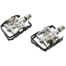 MVTek DUAL Function Fahrradpedale aus Aluminium und Stahl schwarz/Silber MTB-Pedal mit SPD-Aufnahme und Achse aus CR-Mo auf Kugellagern. Fahrradpedale MTB und Road 108x66x28mm Fahrradpedale 445g