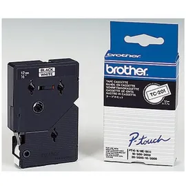Brother TC-201 laminiert schwarz auf weiß 1,2cm x 7,7m