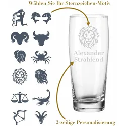 Willi Becher Bierglas Helles-Glas 0,5 l mit Eichung - Sternzeichen: Motiv-Auswahl