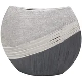 Dekohelden24 Edle Moderne Deko Designer Keramik Vase in Silber-grau Maße L/B/H: 25 x 8 x 21 cm.