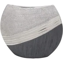 Dekohelden24 Edle Moderne Deko Designer Keramik Vase in Silber-grau Maße L/B/H: 25 x 8 x 21 cm.